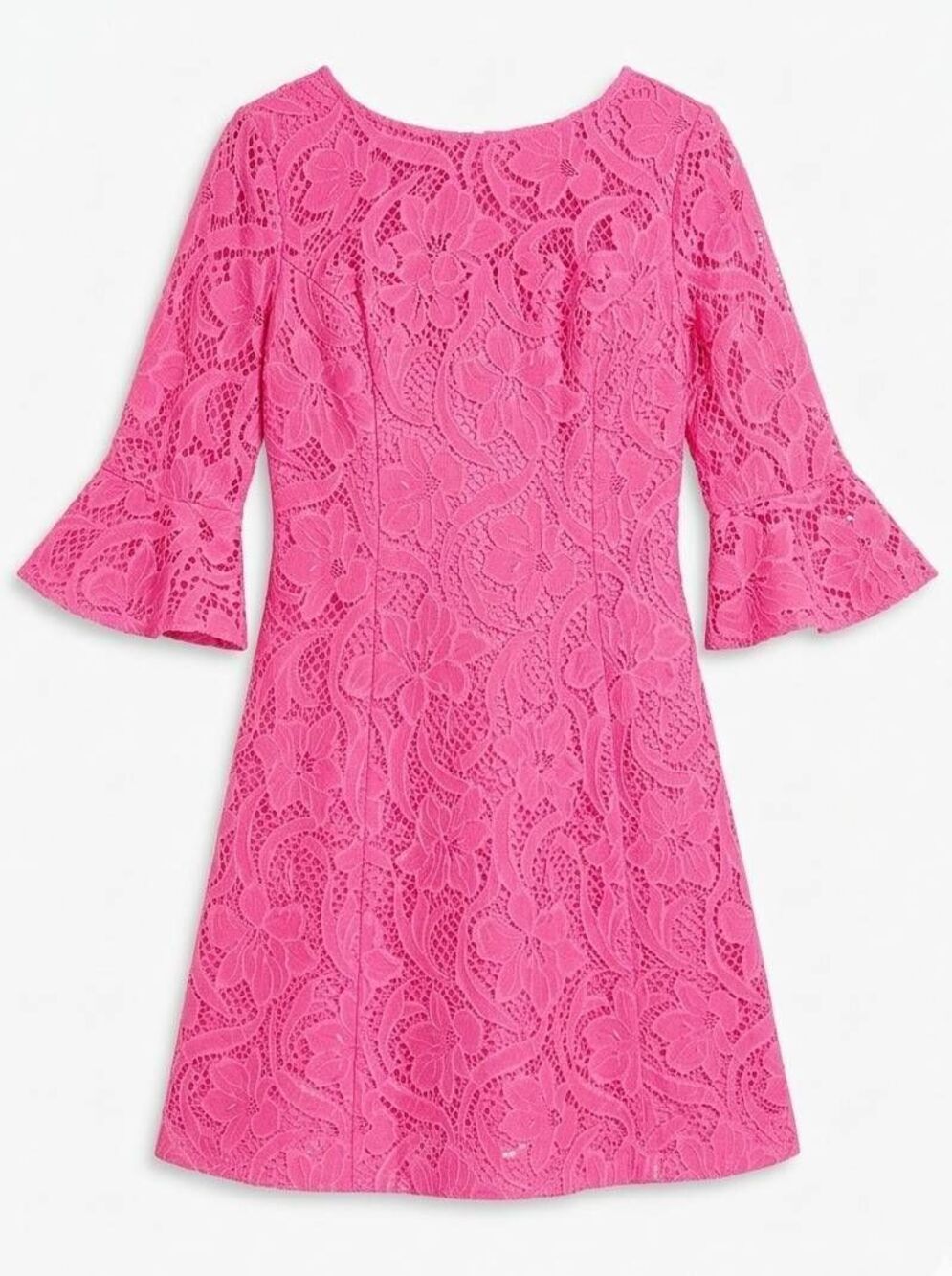 🔹️NWT Lilly Pulitzer Hot Pink Allyson Lace Bell Sleeve Dress Size 0